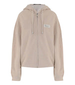 Beige Zip UP Logo Hoodie 1