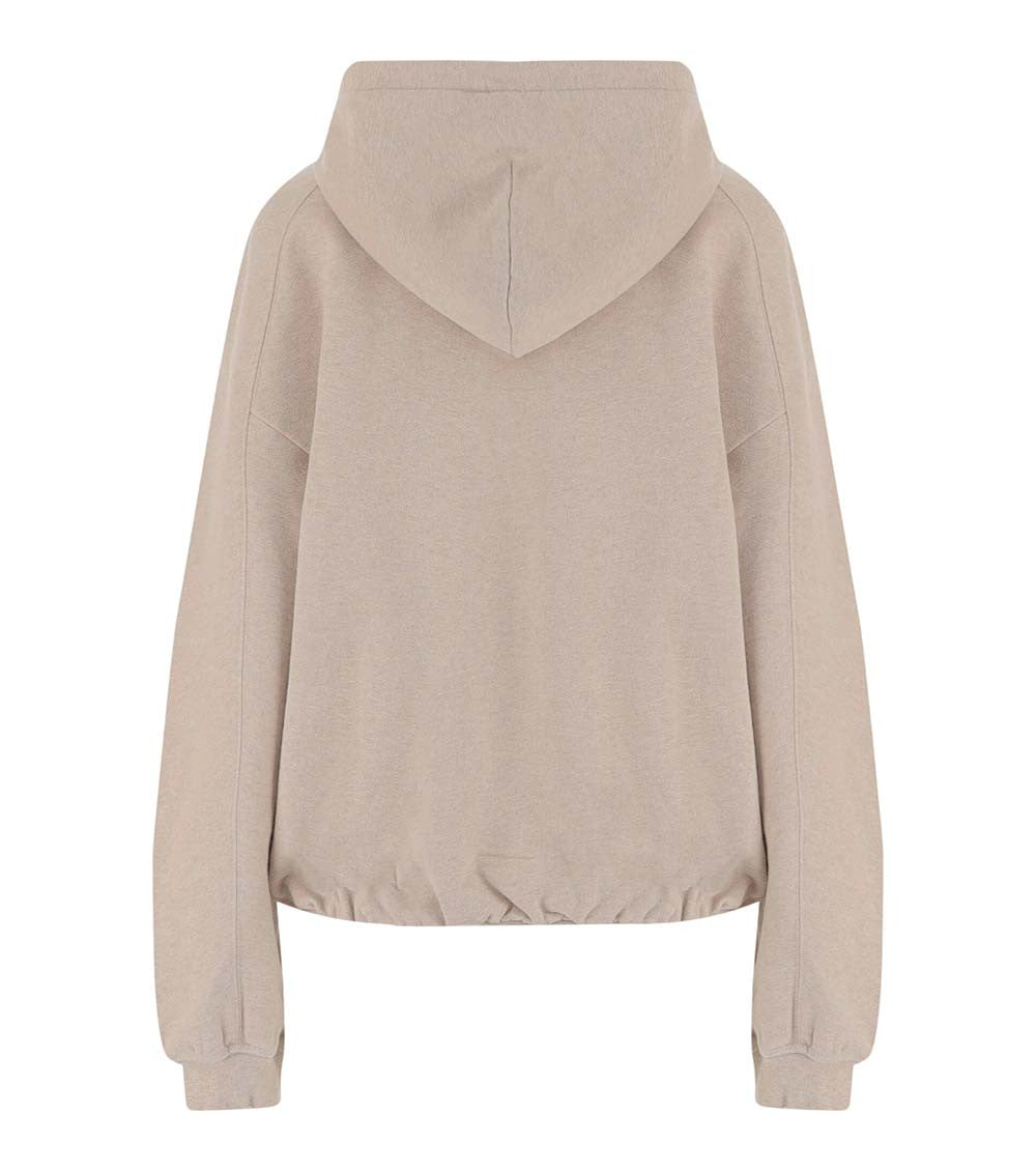 Beige Zip UP Logo Hoodie 2