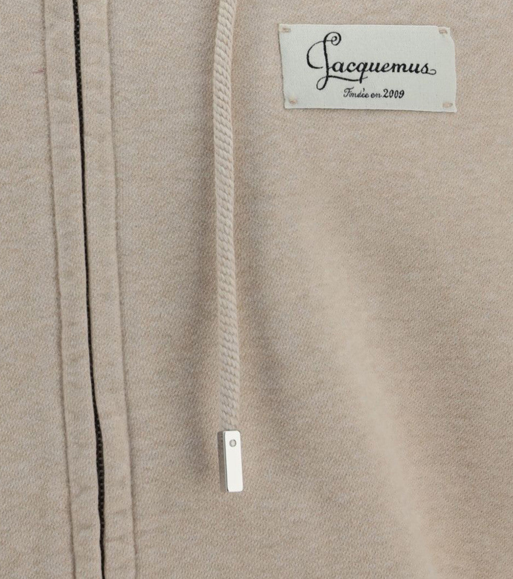 Beige Zip UP Logo Hoodie 3