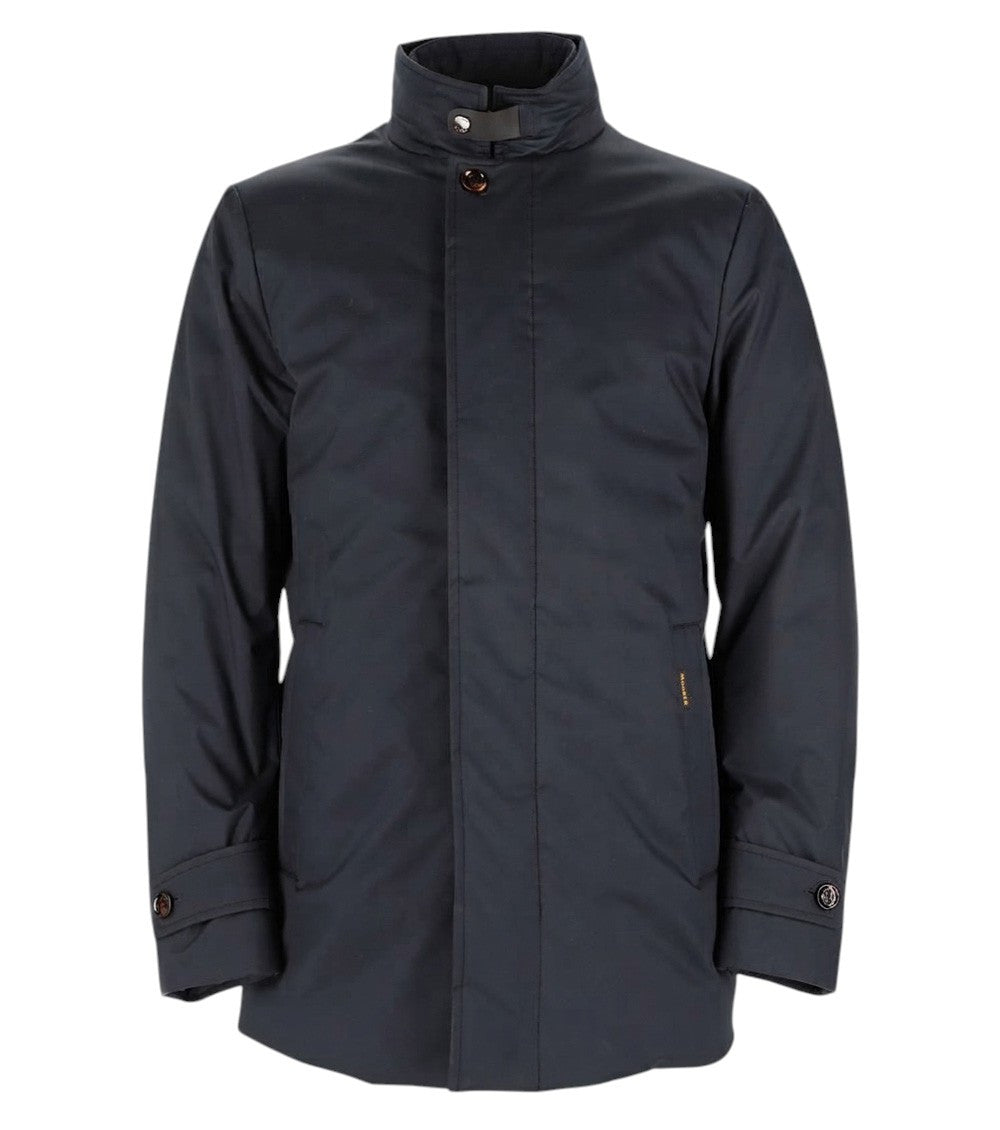 Blue Solid Parka Jacket 1