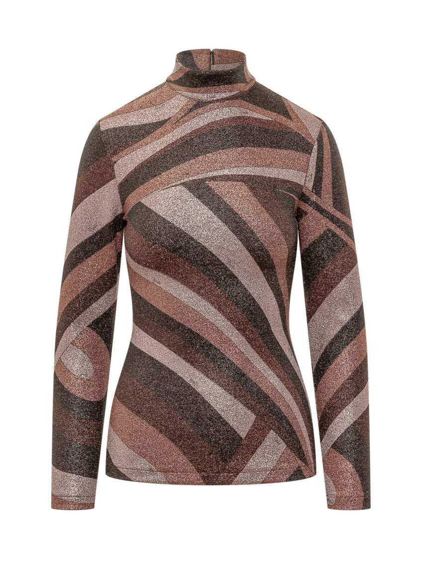 Multicolor Abstract Mock Collar Top 1