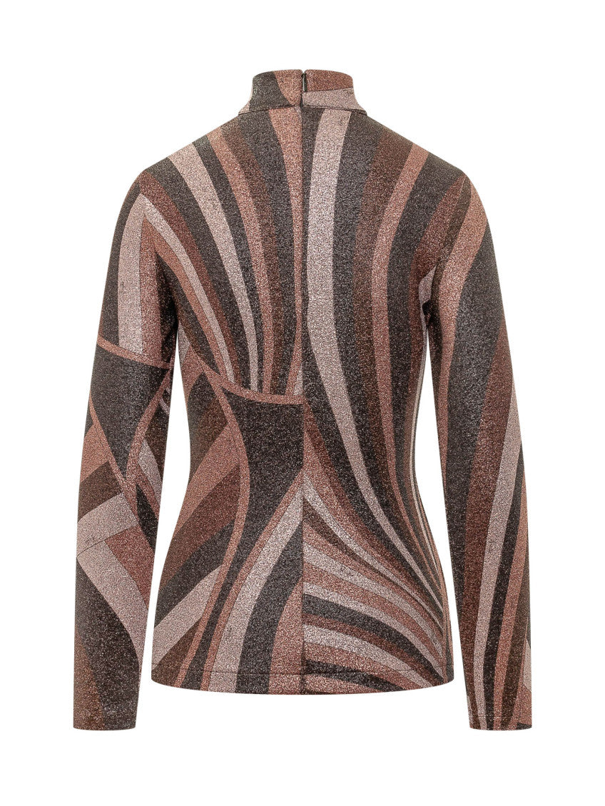 Multicolor Abstract Mock Collar Top 2