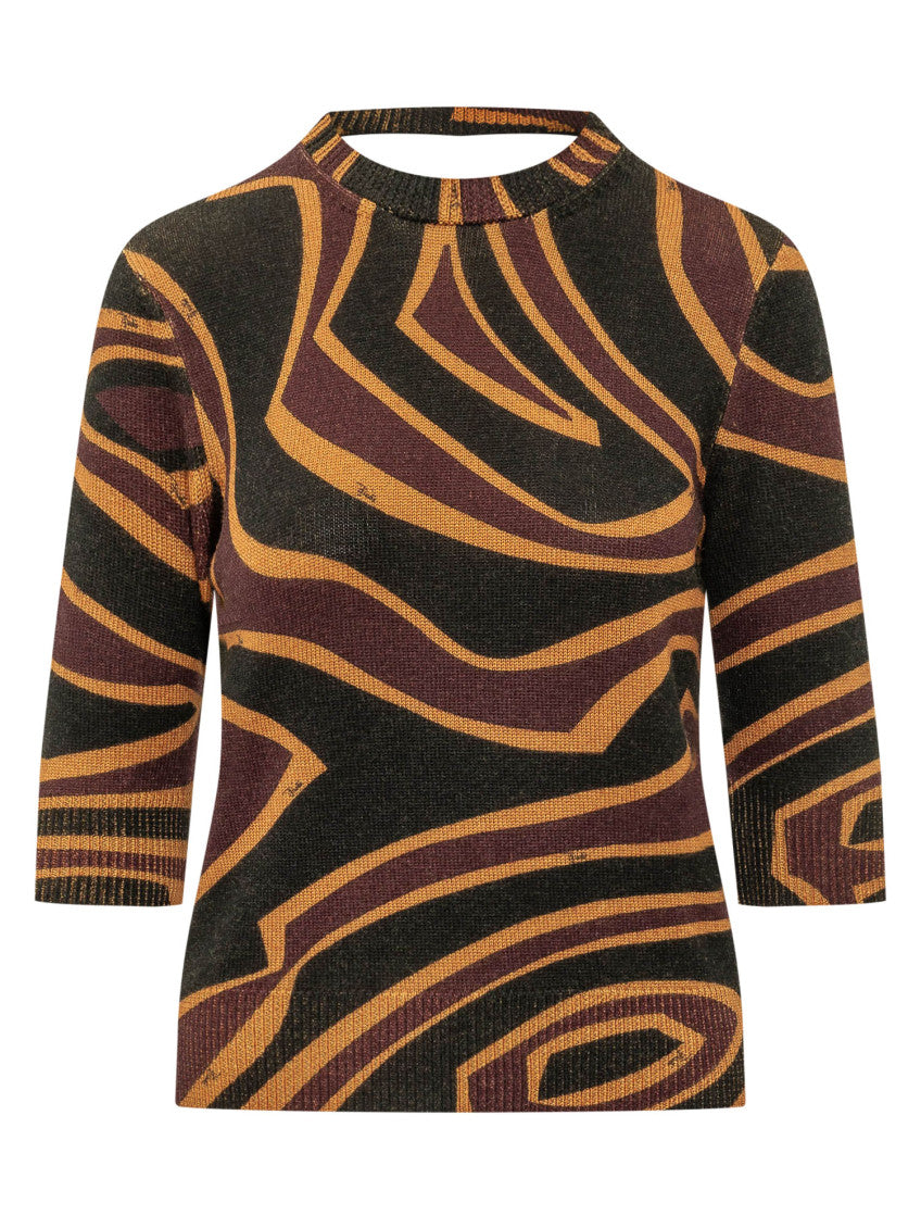 Multicolor Abstract Crew Neck Top 1
