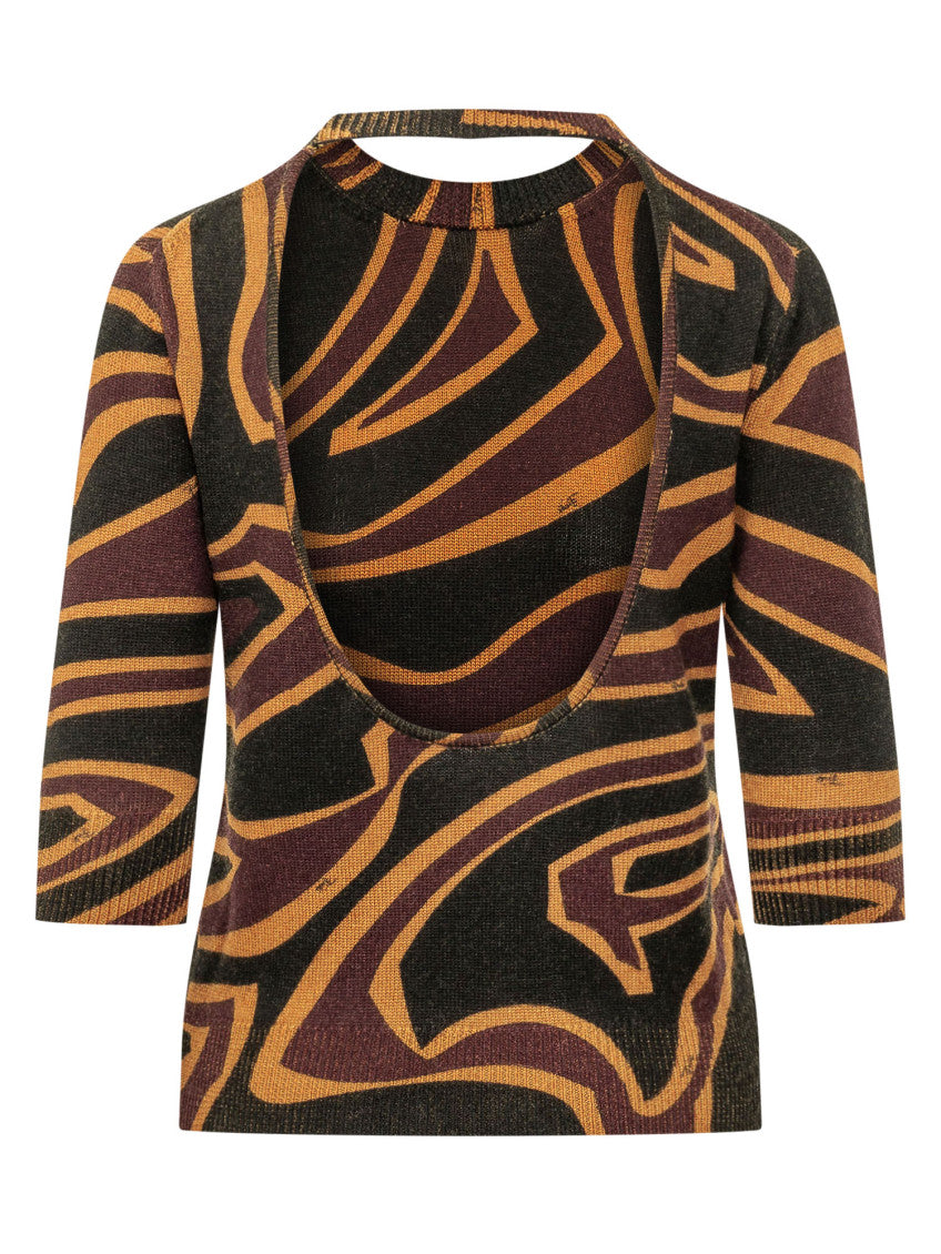 Multicolor Abstract Crew Neck Top 2