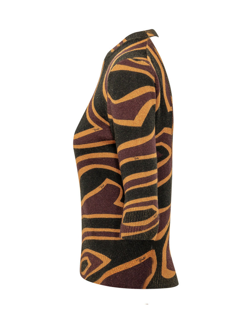 Multicolor Abstract Crew Neck Top 3