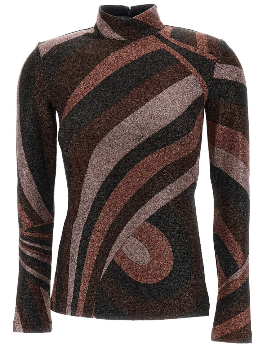 Multicolor Abstract Mock Collar Top 1