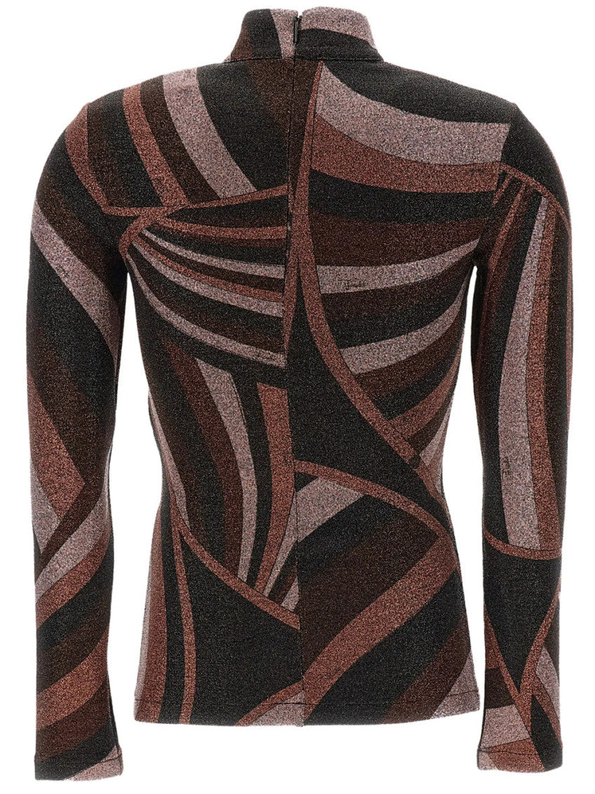Multicolor Abstract Mock Collar Top 2