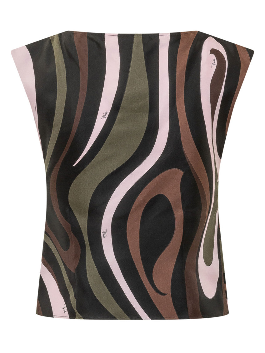 Multicolor Abstract Boat Neck Top 2