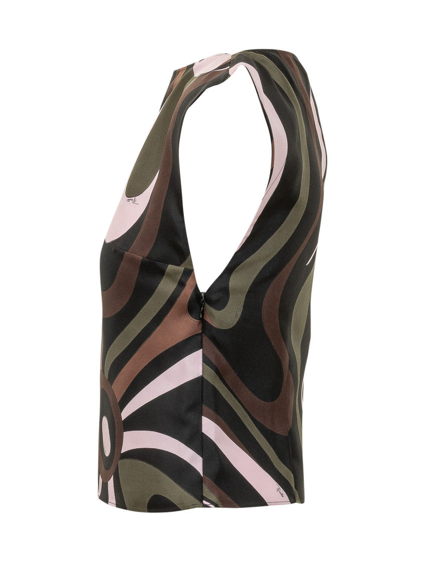 Multicolor Abstract Boat Neck Top 3