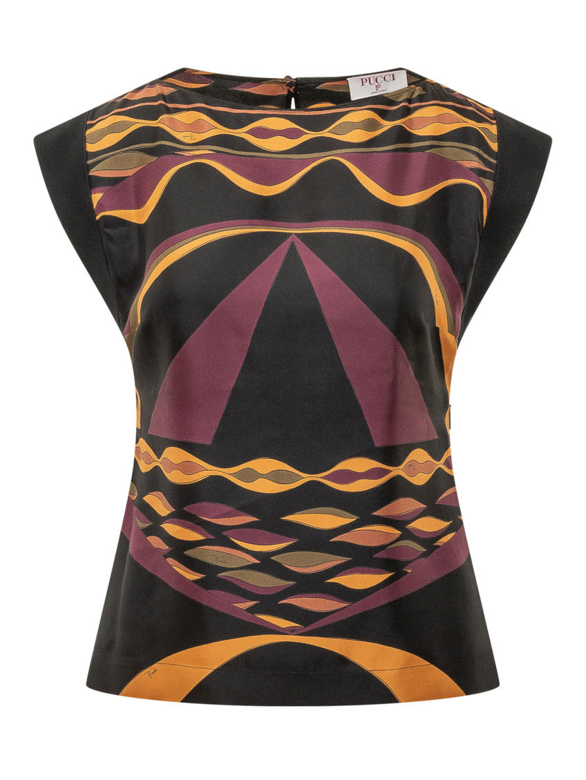 Multicolor Abstract Round Neck Top 1