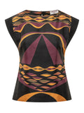 Multicolor Abstract Round Neck Top 1