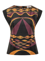 Multicolor Abstract Round Neck Top 1