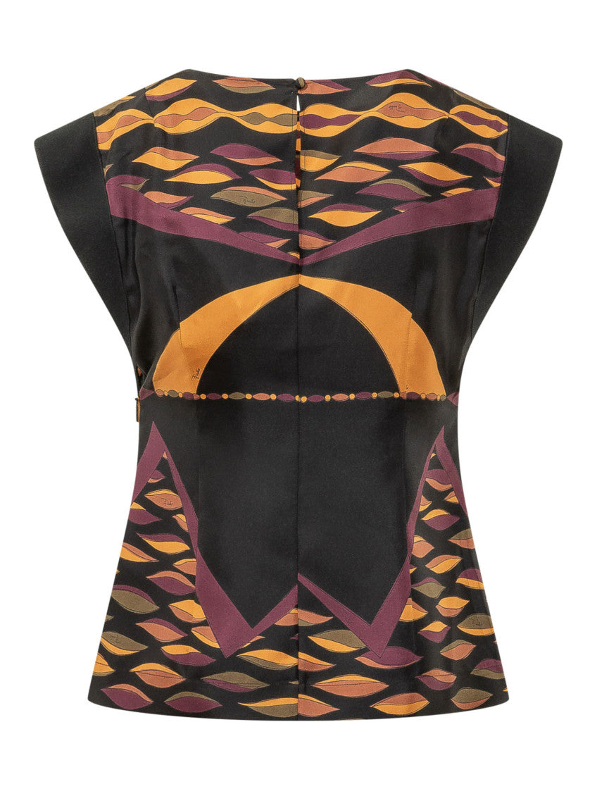 Multicolor Abstract Round Neck Top 2