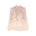 Beige Floral Mandarin Collar Top 1