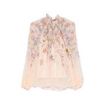 Beige Floral Mandarin Collar Top 1