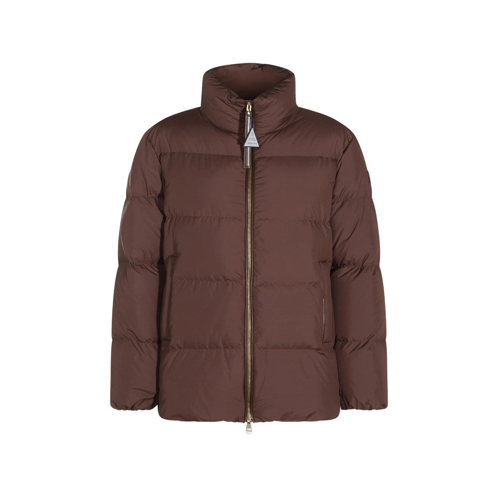 Brown Quilted Mock Collar Jacket 1