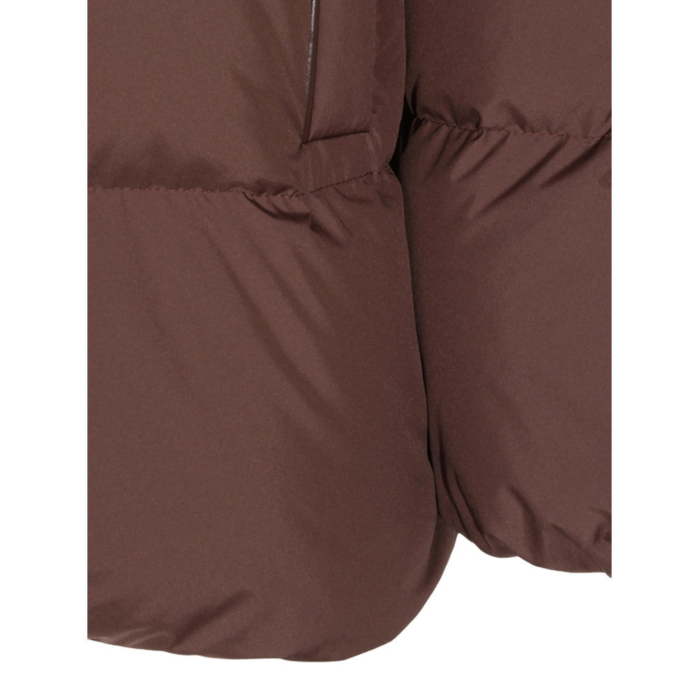 Brown Quilted Mock Collar Jacket 4
