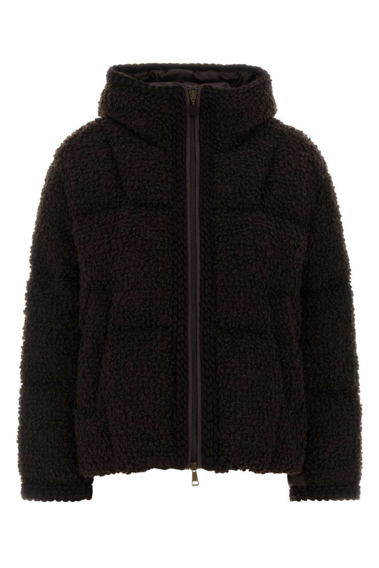 Dark Brown Textured Hood Jacket 1