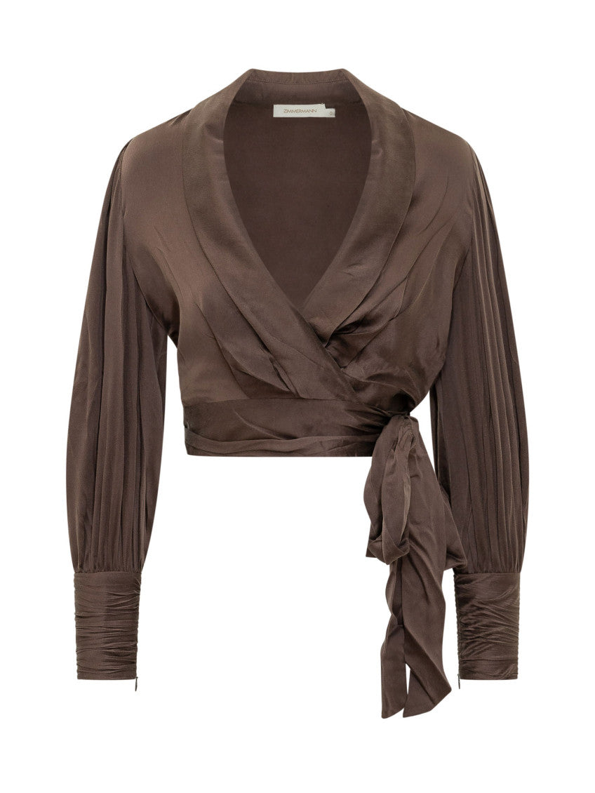 Brown Solid V Neck Top 1