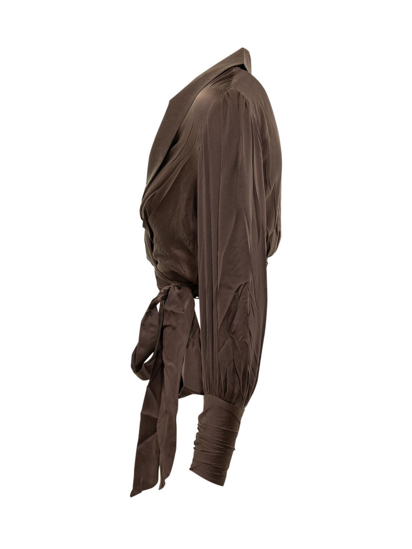 Brown Solid V Neck Top 3