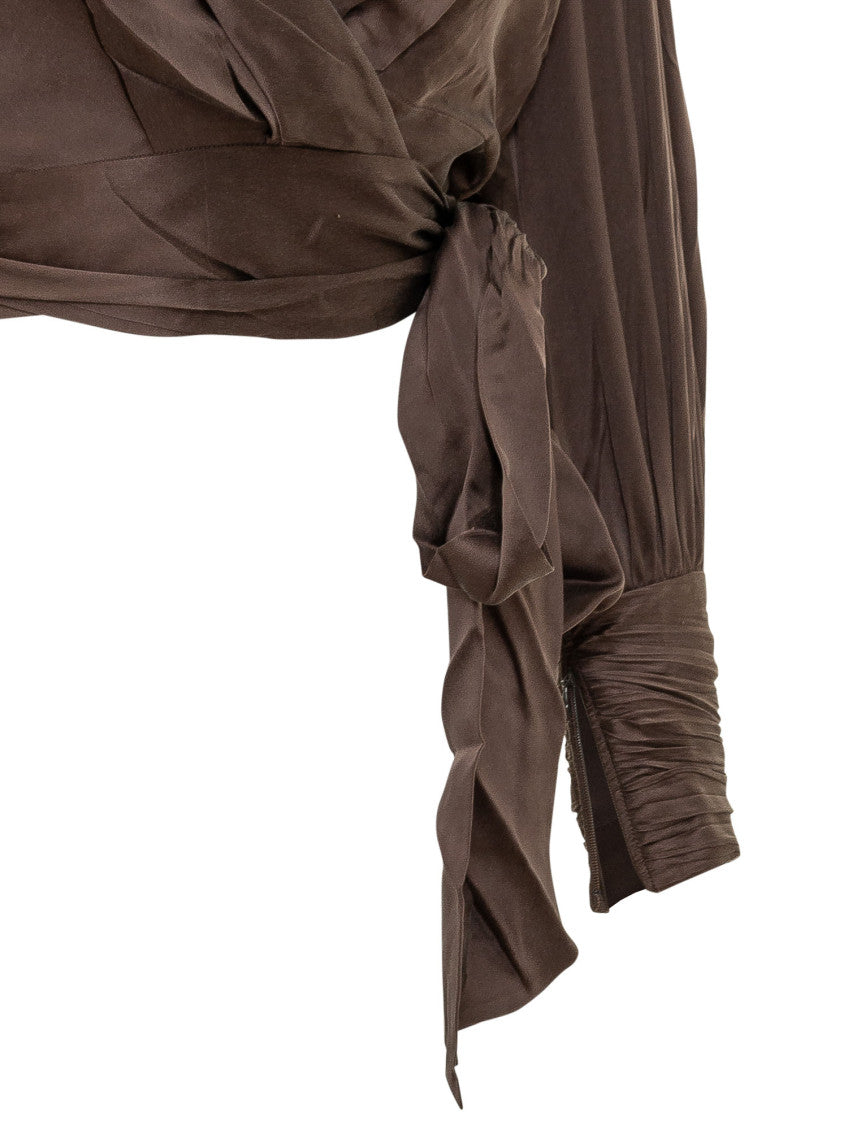 Brown Solid V Neck Top 4