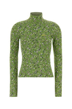 Green Floral Mock Collar Top 1
