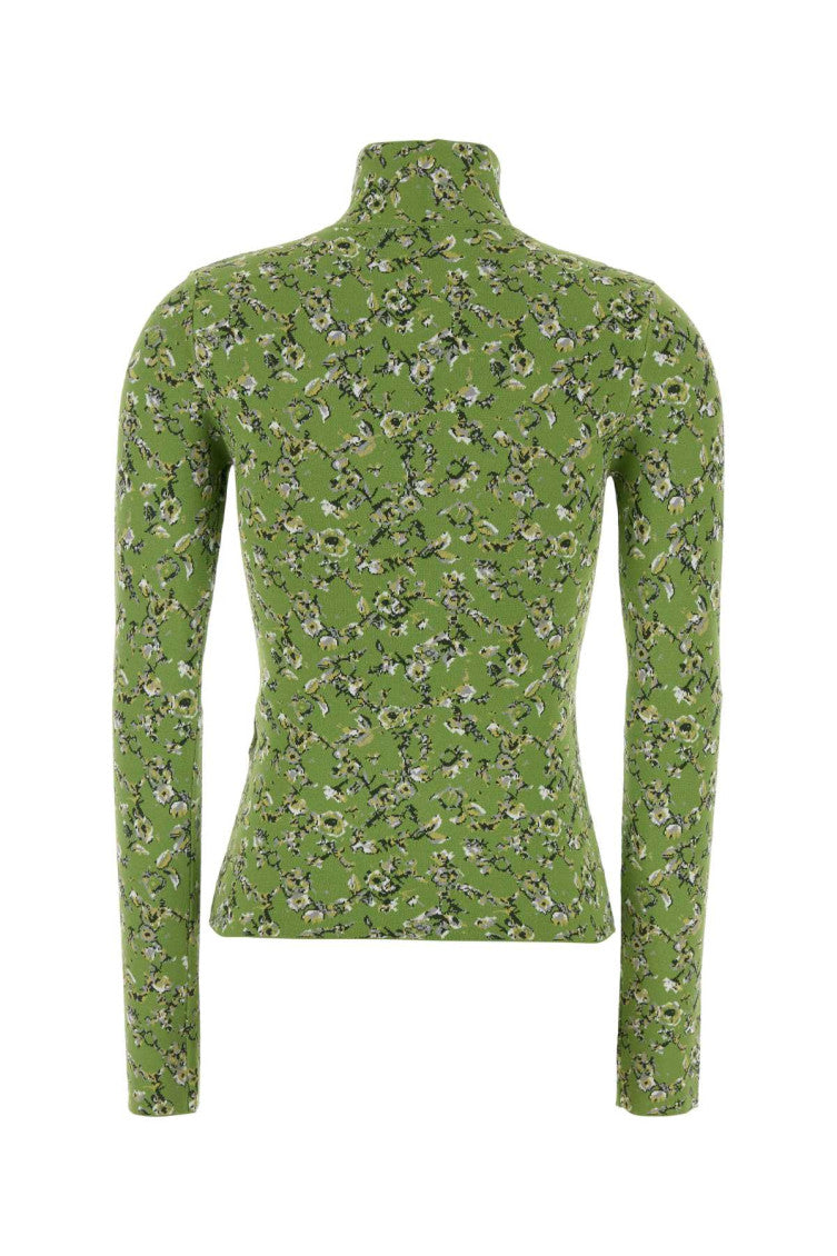 Green Floral Mock Collar Top 2