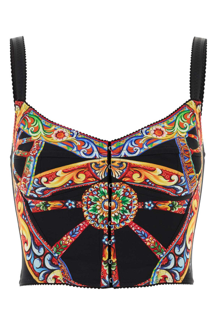 Multicolor Printed Sweet Heart Neck Top 1