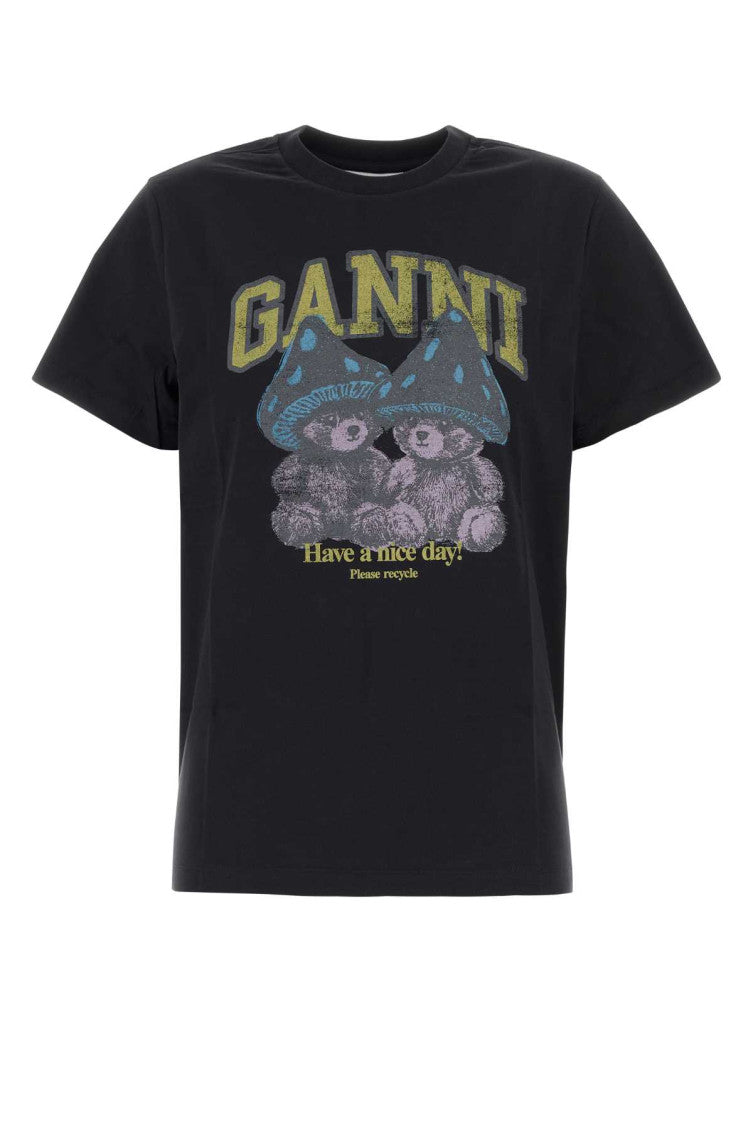 Black Graphic Crew Neck Top 1