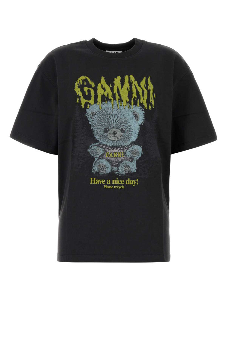 Black Graphic Crew Neck Top 1