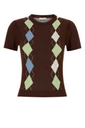 Brown Geometric Crew Neck Top 1