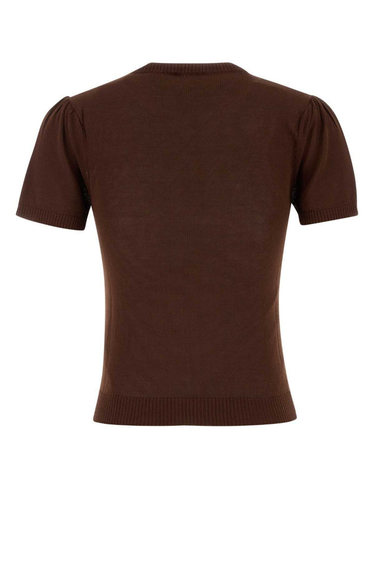 Brown Geometric Crew Neck Top 2