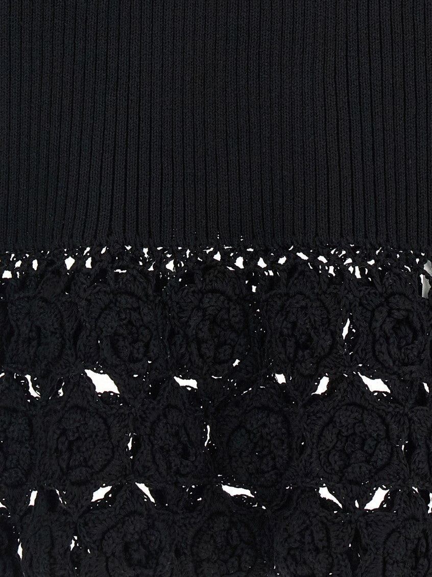 Black Crochet V Neck Top 4