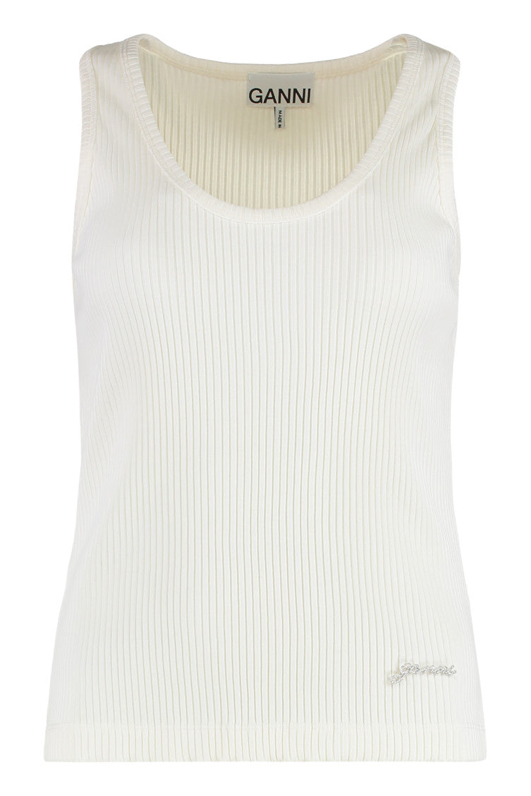 White Knitted Scoop Neck Top 1