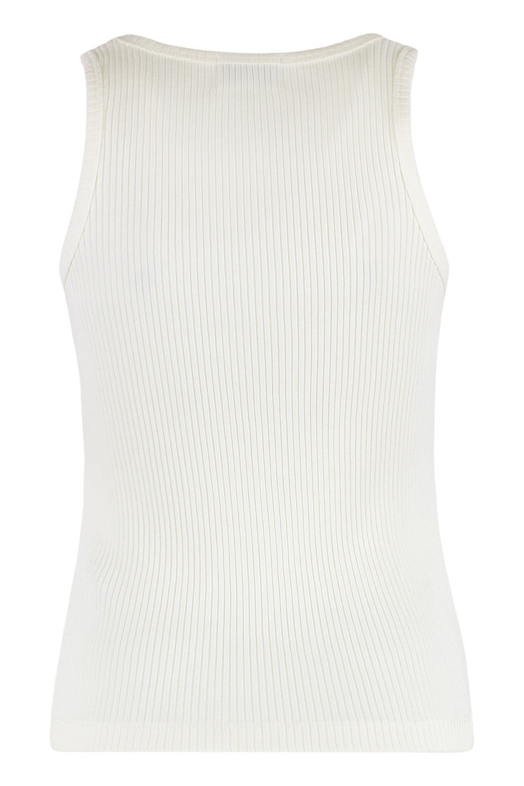 White Knitted Scoop Neck Top 2