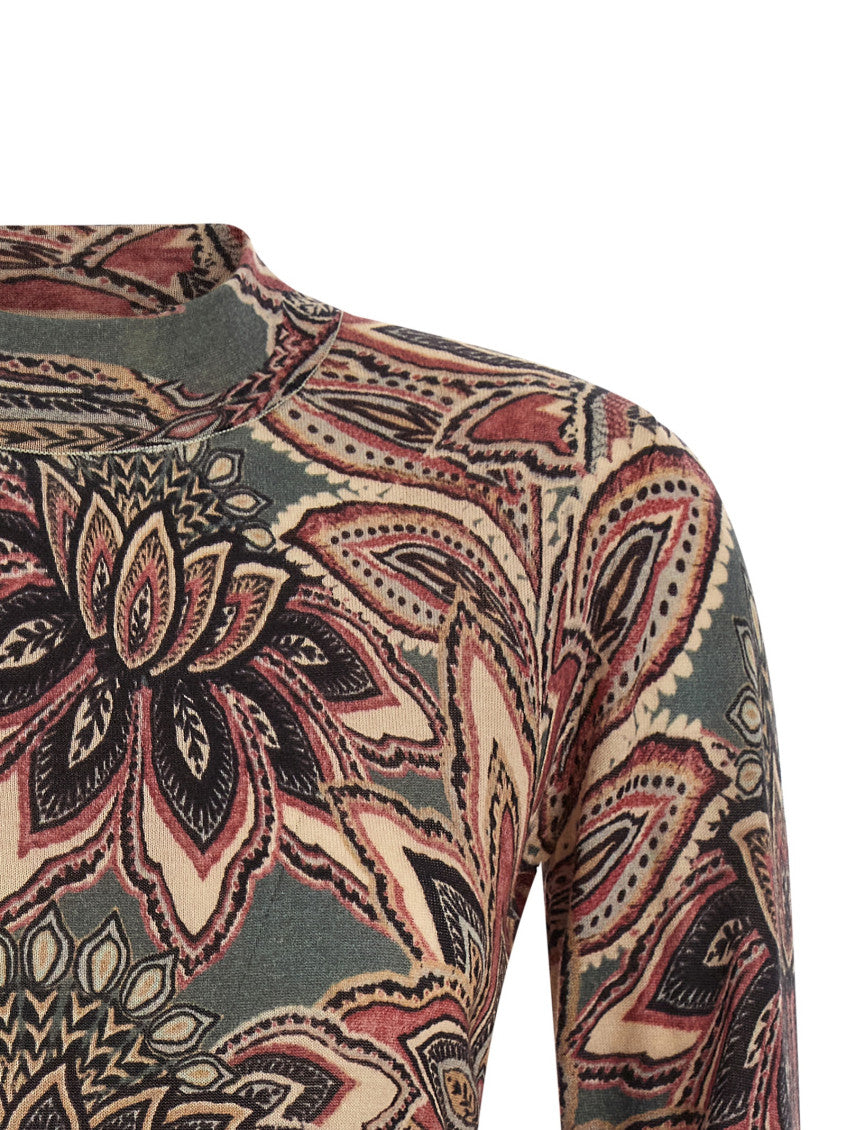Multicolor Paisley Mock Collar Top 3