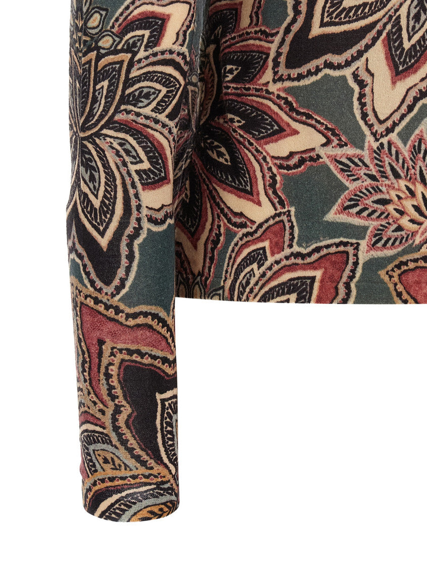 Multicolor Paisley Mock Collar Top 4