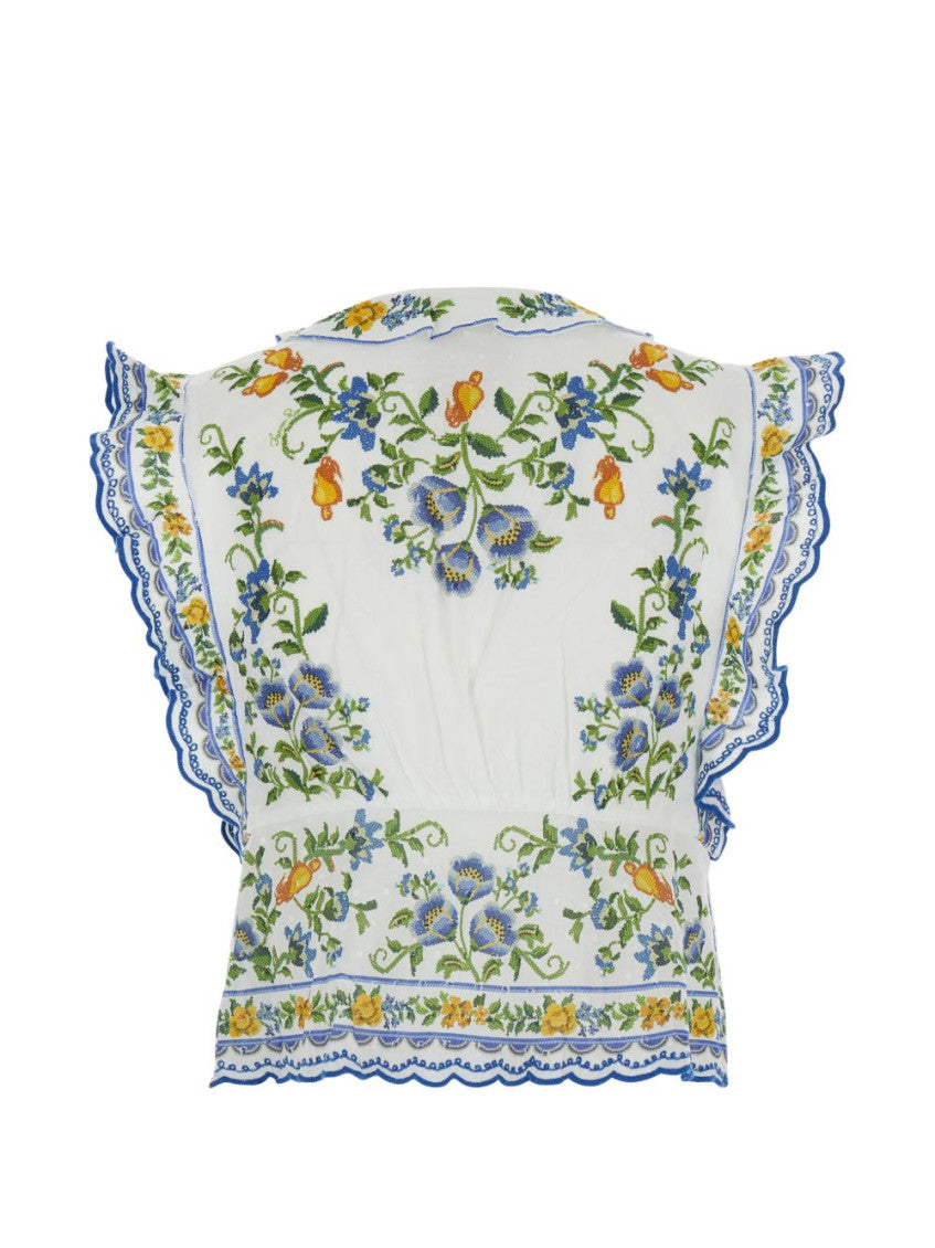 Multicolor Printed V Neck Top 2