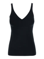 Black Solid V Neck Top 1