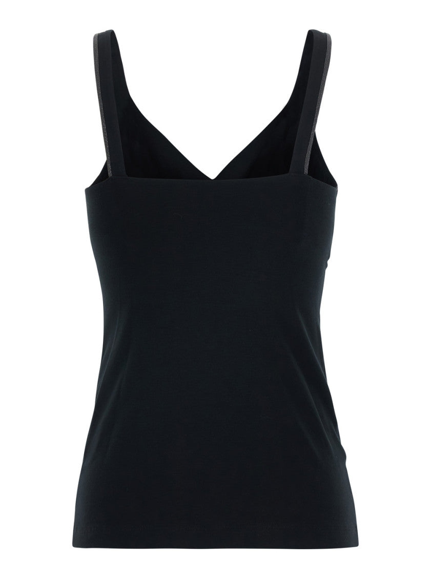 Black Solid V Neck Top 2