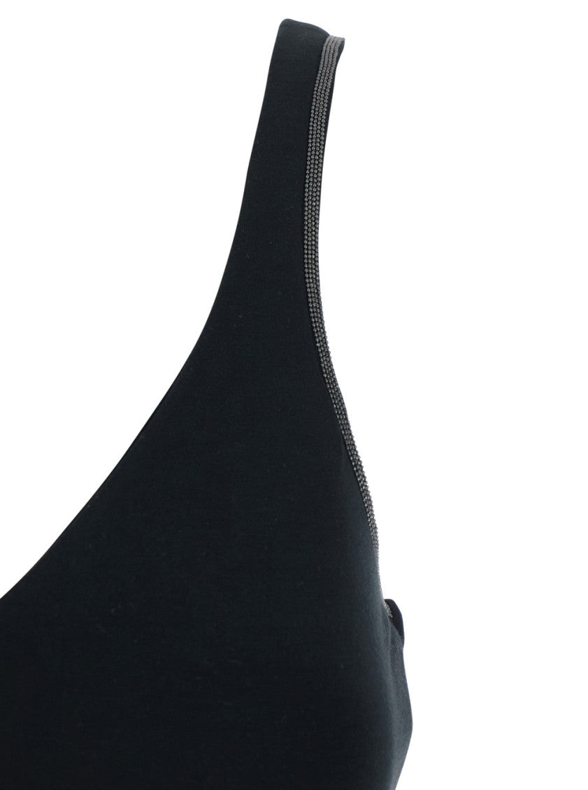 Black Solid V Neck Top 3