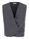 Grey Solid V Neck Top 1