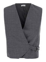 Grey Solid V Neck Top 1