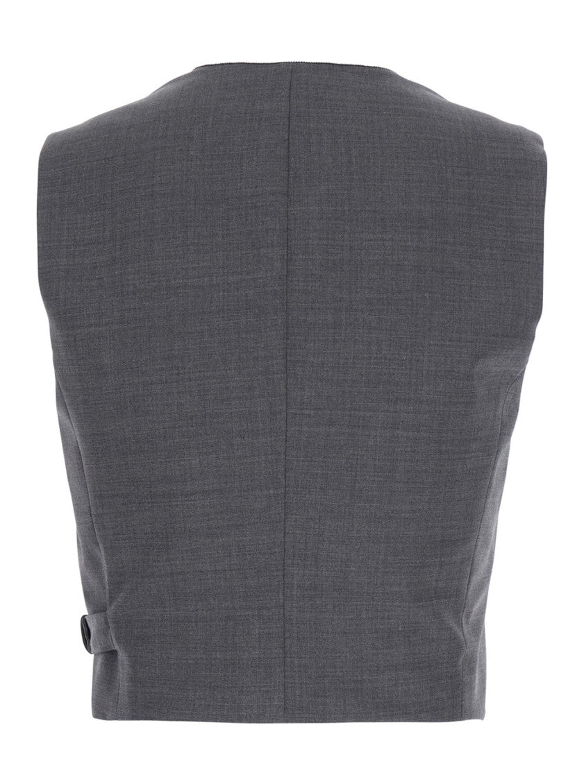 Grey Solid V Neck Top 2