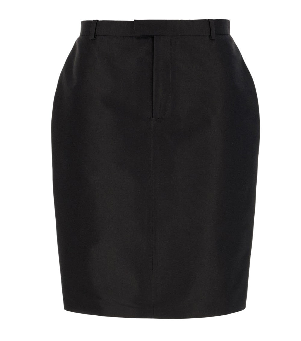 Black Solid Above Knee Skirt 1