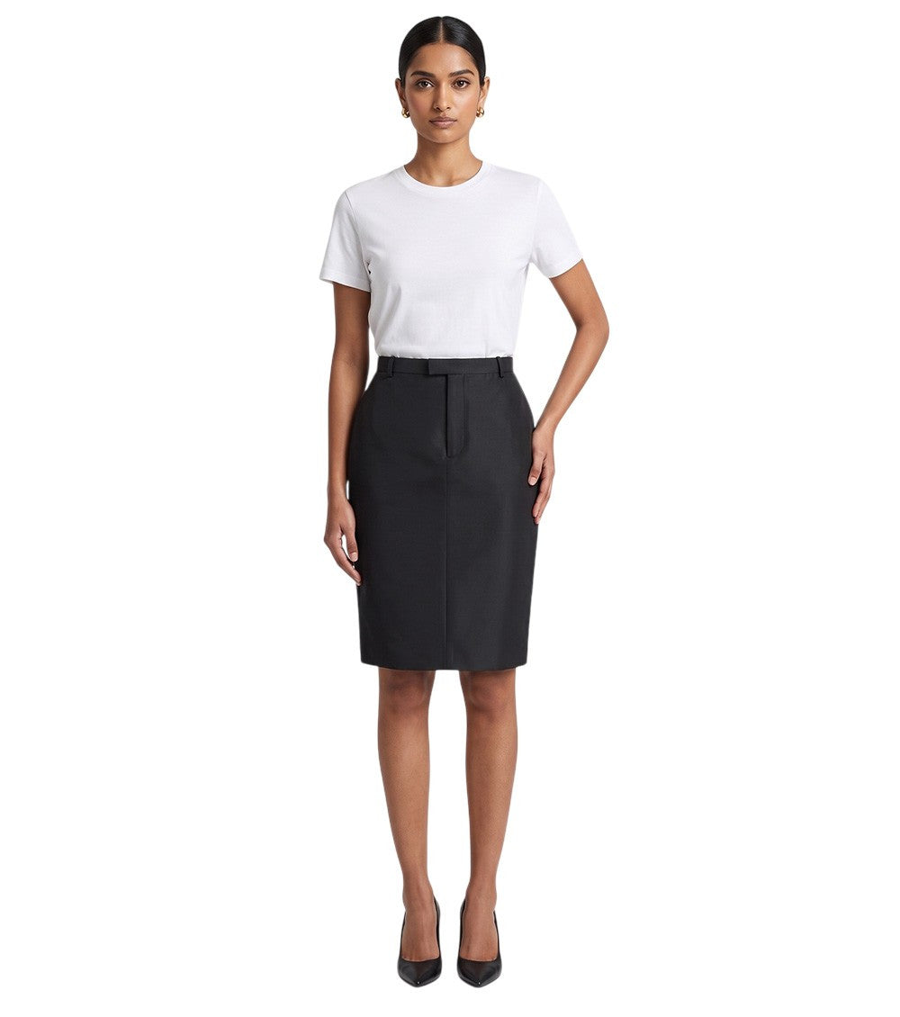 Black Solid Above Knee Skirt 2