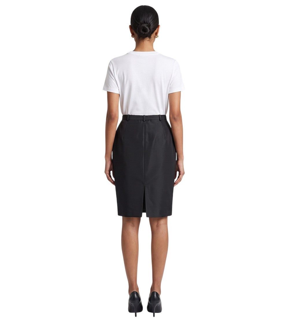 Black Solid Above Knee Skirt 3