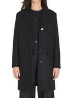 Black Notched Lapel Trench Coat 1