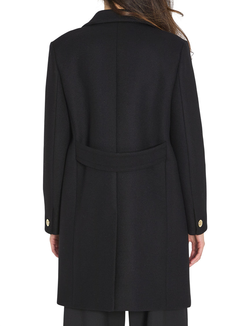 Black Notched Lapel Trench Coat 2