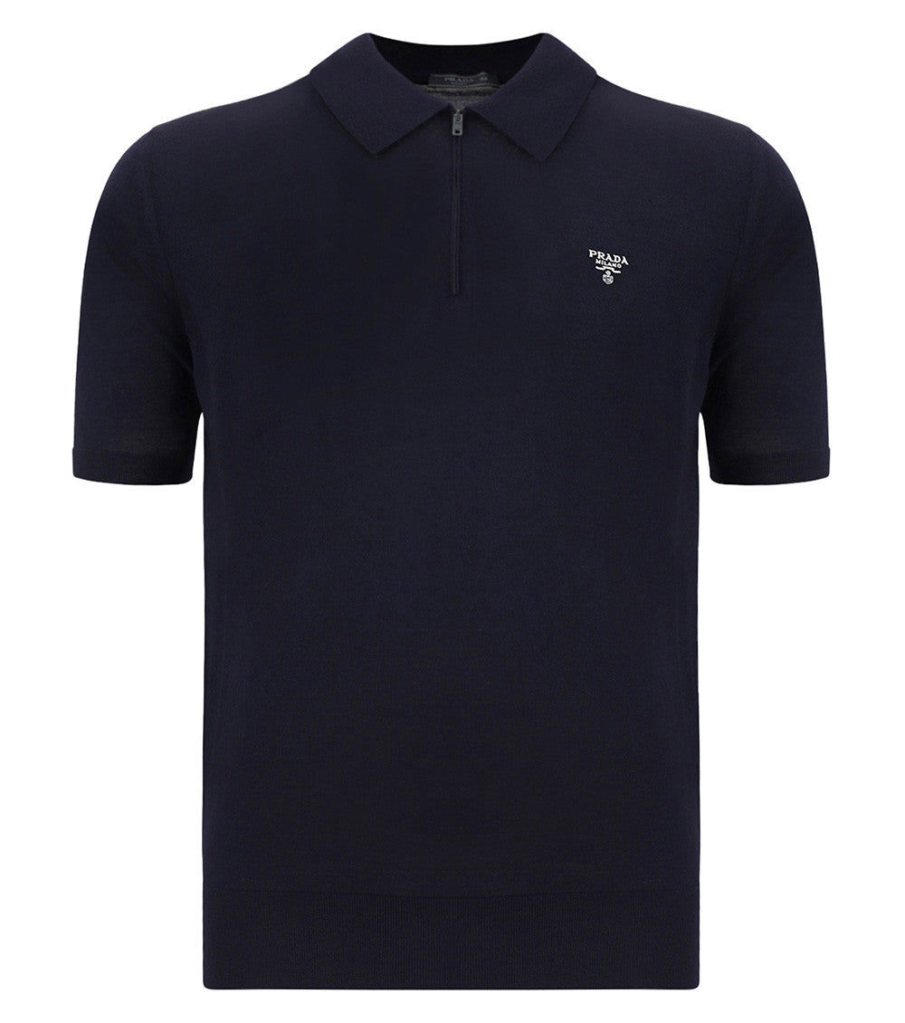 Black Half Zip Logo Polo 1